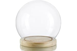 ZEERSHEE Round Glass Cloche Display Dome 6inch Decorative Glass Display Bell Jar for Plants Keepsakes Collectibles