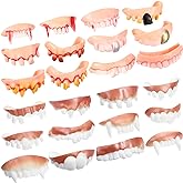 Boao 24 Pcs Halloween Vampire Teeth Fake Gnarly Gag Teeth Ugly Joke Tooth | Prank Denture Funny Costume,Mixed Rotten Fangs, Cosplay Photo Props, Reusable Plastic Party Accessories Birthday Surprise
