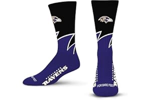 For Bare Feet NFL Unisex Kids Black Wave Crew Sock Nfl Youth