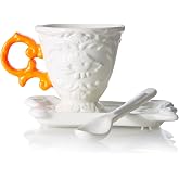 I-Wares Porcelain 3 Piece Coffee Cup &amp; Saucer Set Color: Orange