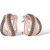 Santuzza 925 Sterling Silver Twisted Omega Back Earrings for Women