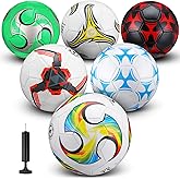 Deekin 6 Pcs Soccer Ball Bulk with Pump Needle Size 5/4/3 Deflated Official Soccer Ball for Indoor Outdoor Sport Practice Training Accessories for Child Teen Adult Game Back to School
