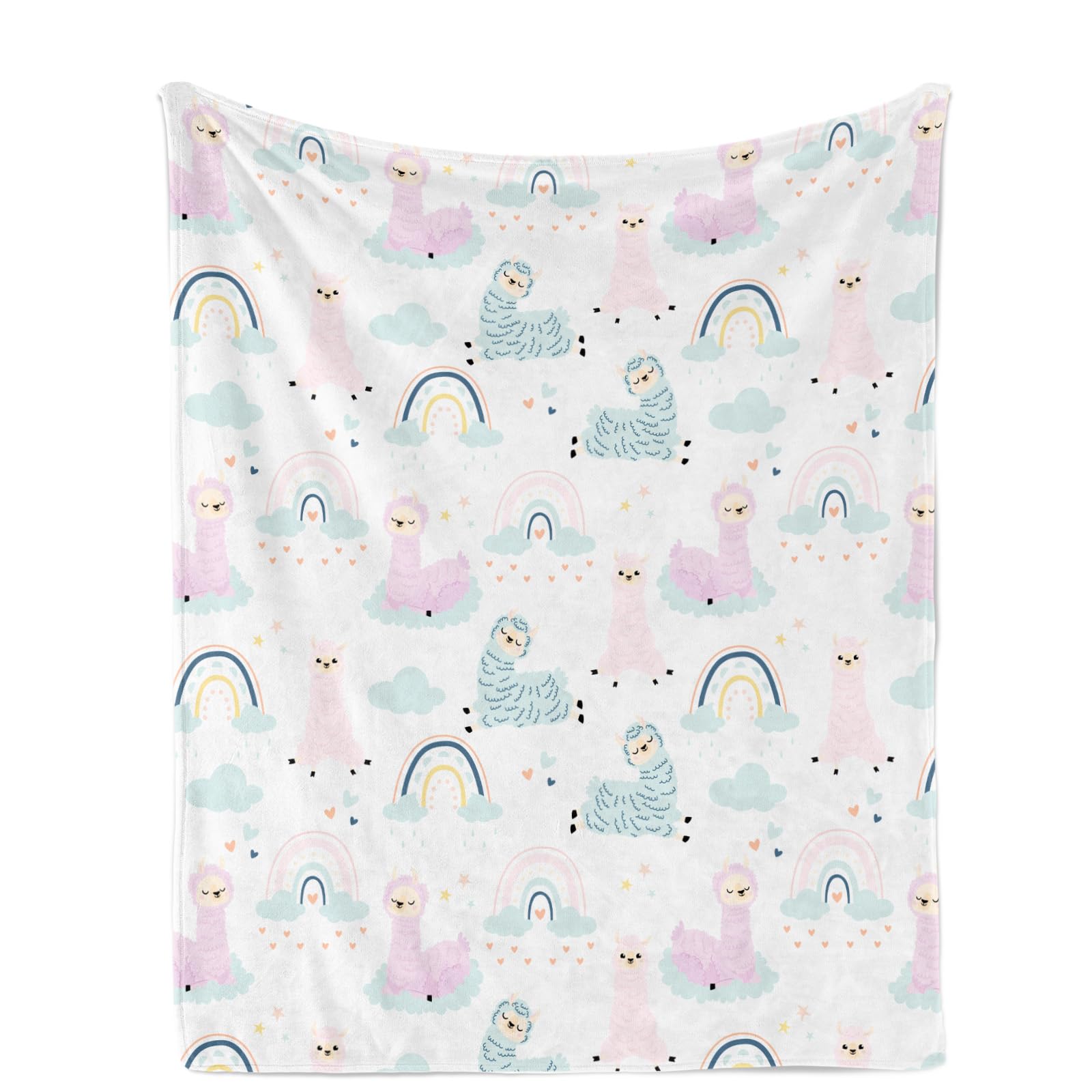 Llama Throw Blanket for Girls, 130x150 cm Cozy Cute Alpaca Rainbow Boho Theme Fluffy Plush Blanket for Kids, Soft Flannel Throw for Children Teen Boys Gift Sofa Bed Couch