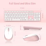 LeadsaiL Wireless Keyboard and Mouse Set 2.4GHz UK Qwerty Soft Touch Pink White view 6