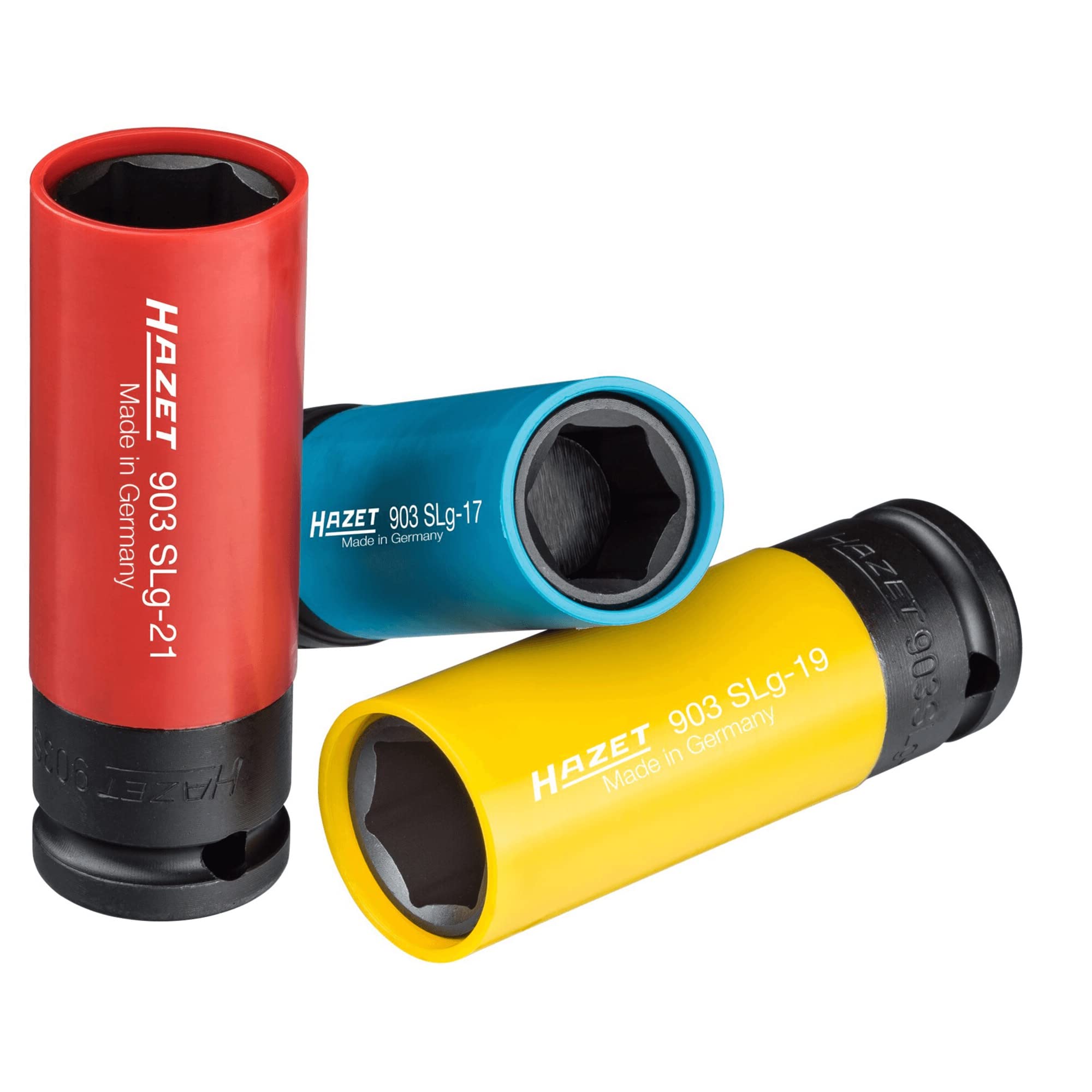 Set di chiavi a bussola HAZET 903SPC/3, Chiave quadra da 12,5 mm (1/2 pollice), larghezza trasversale 17 21 mm, con bussola in plastica, Montaggio di pneumatici con cerchioni in alluminio