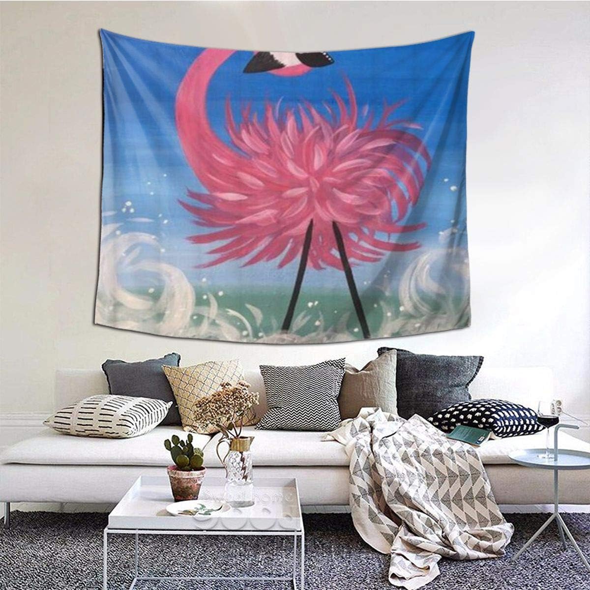 Lasinsu Tapestry Wall Hanging Cool Pink Flamingo Wearing Sunglasses Tapestry Home Decoration For Bedroom Living Room Amazon Co Uk Kitchen Home