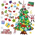 Felt Christmas Tree for Kids, YCOISINI 3.2ft My First Christmas Tree for Toddlers, 34 Ornaments Wall Hanging DIY Christmas Tree with String Light (Batteries Not Included), Monochrome Version