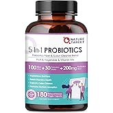 NATURE TARGET Probiotics for Women-Men Digestive Health, Mens-Womens Probiotic with Prebiotics, 100 Billion CFUs for Gut and Immune Health, 180 Veggie Capsules (90 Days Supply)