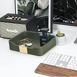 SANZIE Luxury Leather Tray with Metal Decor Green 8.4 x 5.7 x 2 in view 4