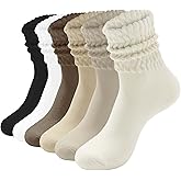 HAVE A TREE 3-6 Pack Women's Slouchy Crew Socks - White Cushioned Scrunch Boot Socks Size 5-11
