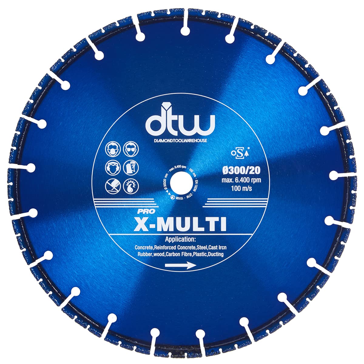 DTW Diamond Coated Multi Cutter Saw Blade Cuts Ferrous Metals Fibre Glass 300mm