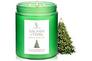 FF FRAGRFLOWING Large Christmas Candle Balsam Cedar Scented, 3-Wick 22oz Long Lasting Scented Candle, Natural Soy Wax Aromatherapy Candle for Home, Holiday Candle Gifts for Women Men
