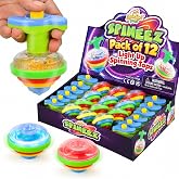 IPIDIPI TOYS Spineez Light Up Spinning Tops for Kids - 12-Pack, Blue | Compact Pocket-Size Design, Halloween Goodie Bag Stuffers, Christmas Stocking Stuffers, Birthday, Party Favors