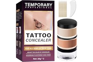 TRIXES Tattoo Cover Up Makeup Waterproof, 2 Colors Tattoo Concealer, Invisible Tattoo Cover Up, Suitable for Tattoos Scars and Spots, for All Skin Types,2.8Oz