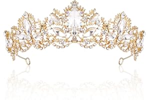 Gold Queen Crown, Gold Princess Crown Headband for Women Girls Gold Crystal Crown Tiara for Birthday Costume Party