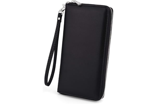 UTO Women Wallet Large Leather Zip Around Card Holder Checkbook Passport Organizer Ladies Travel Clutch with Wristlet