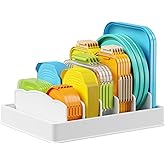 Lifewit Kitchen Cabinet Organizer for Food Contanier Lid, Large Lid Holder with 6 Adjustable Dividers & 7 Sections for Pantry Organizers and Storage, Home Drawer Organization, 13" x 10"