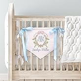Mondily Custom Baby Banner with Embroidered Monogrammed Name, Welcome Banner, Hospital Door Sign, Baby Shower with Bows, Baby