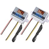 Xh-w3001 Digital LED Temperature Controller Module Digital, 2 Pieces | Thermostat Switch with Waterproof Probe Programmable Heating Cooling Electronic Range from -50℃ to 110℃ (12V 10A 120W)