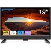 Feihe 19 Inch Flat Screen TV Built in Digital ATSC Tuners, 1080p LED TV with HDMI VGA AV USB Port for Kitchen, Bedroom, RV, Caravan, Camping, Outdoor
