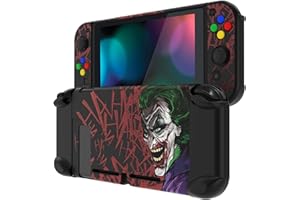 eXtremeRate PlayVital Back Cover for Nintendo Switch, NS Joycon Handheld Controller Protector Hard Shell, Dockable Protective Case with Colorful ABXY Direction Button Caps - Clown Hahaha