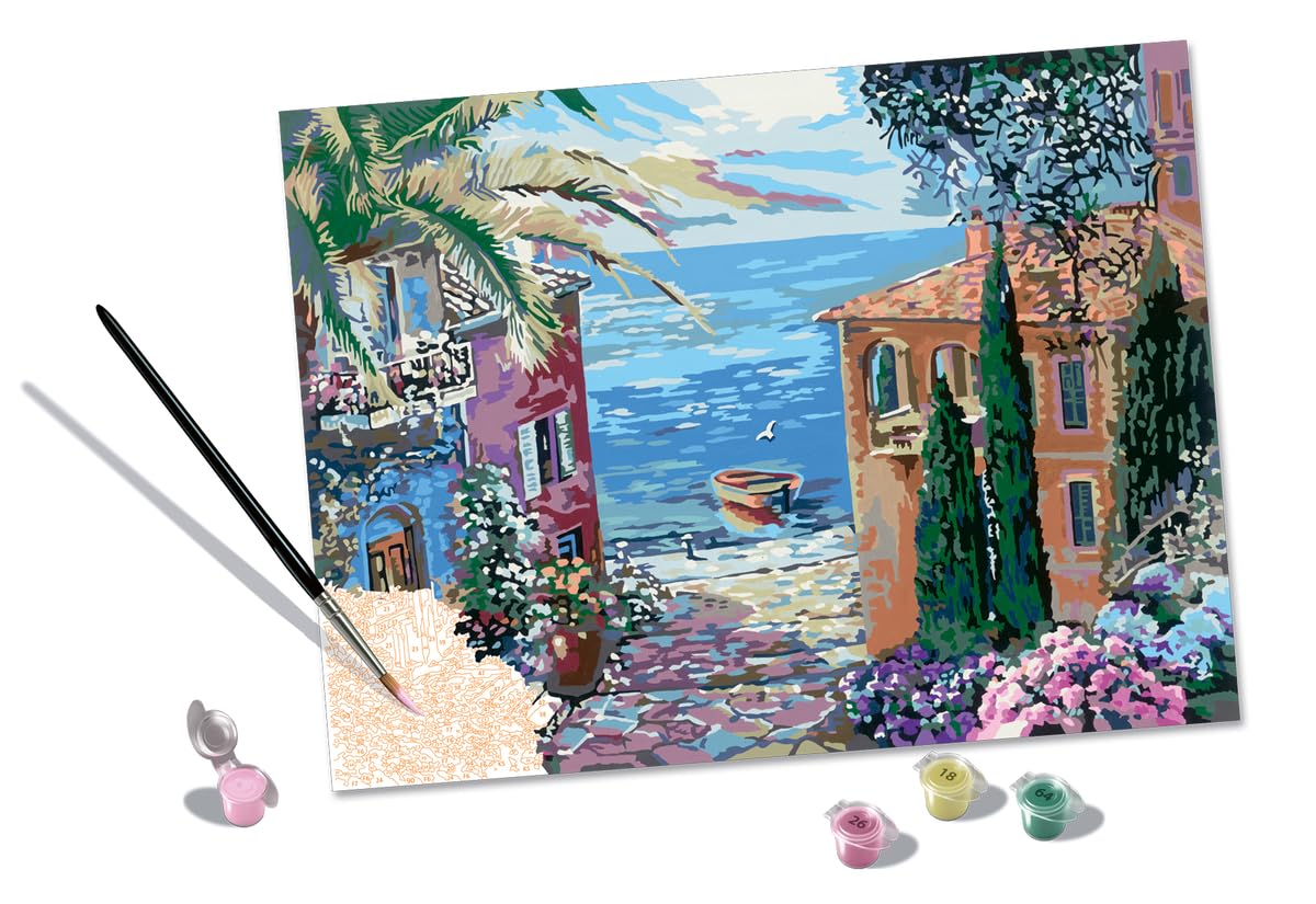 Ravensburger CreArt Mediterranean Landscape Paint by Numbers for Adults Craft Kits for Adults and Kids Age 12 Years Up