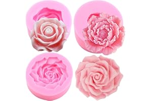 Zixiang Bloom 3D Rose Flower Silicone Mold Peony Flower Fondant Molds For Cake Decorating Soap Candle Making Candy Chocolate Polymer Clay Gum Paste Set Of 3
