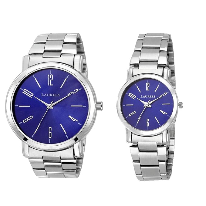 Blue Color Analog Couples Watch with Metal Chain: LWP-SVT-030707