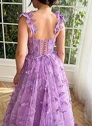 YUAOHUANG 3D Butterfly Tulle Prom Dresses for Women