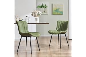 Kidol & Shellder Dining Chairs Set of 2, Mid Century Modern Kitchen Chairs Faux Leather Upholstered Armless Side Chairs for D