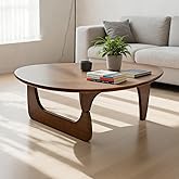 Solid Wooden Modern Triangle Coffee Table: Unique Funky Coffee Tables for Living Room, Oval Mid-Century Irregular Abstract Tea Tables for Patio Office Balcony Bedroom (Walnut, 35" L x 24" W x 16" H)