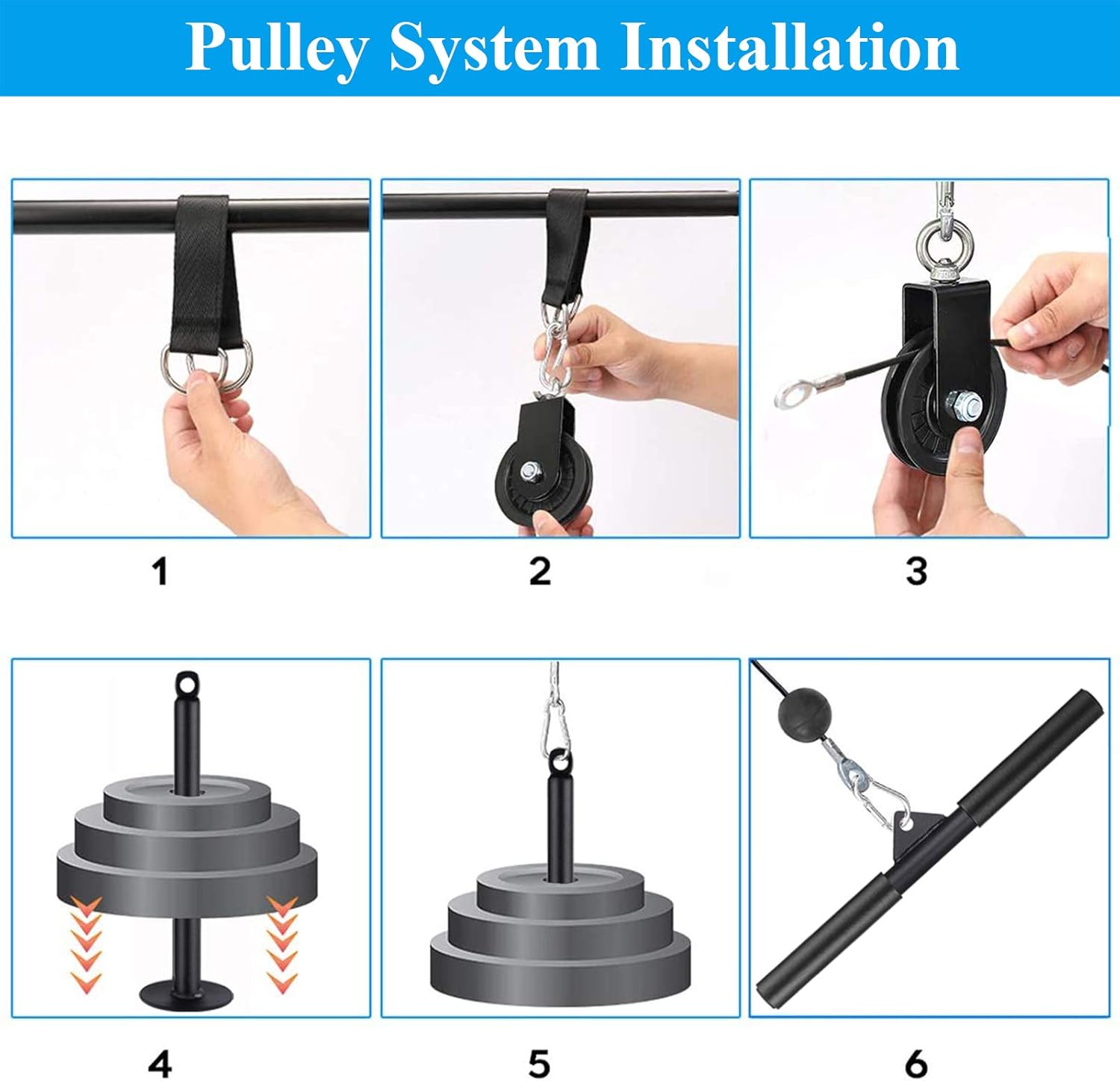 SERTT LAT and Lift Pulley System Gym, Upgraded DIY Fitness Pulley Cable Machine Attachment for Triceps Pull Downs, Biceps Curl, Forearm, Shoulder - Home Gym Exercise Pulley System Equipment : Sports & Outdoors