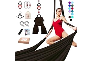 IONTACH Aerial Silks Yoga Swing Set Equipment - 9 Yards Aerial Yoga Hammock kit, Low-Stretch Fabrics for Beginner Dance, Full Accessories