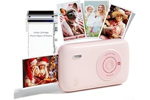 HPRT Mini Photo Printer for iPhone, Smartphone, Portable Instant Picture Printer with Bluetooth, Wireless Thermal Dye Sublimation Photo Printer CP2100 (Pink, Printer + 10 Sheets)