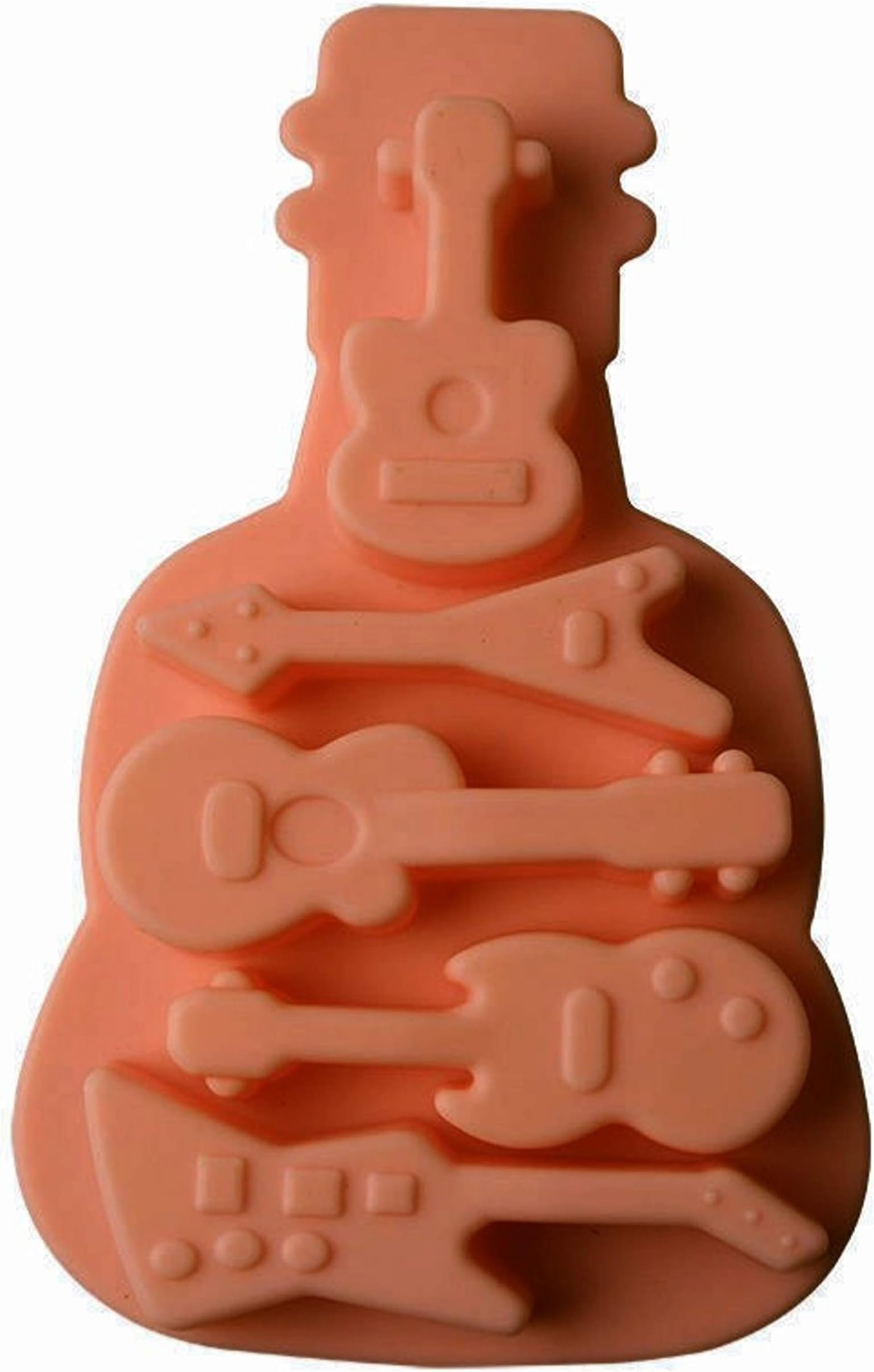 Mould Silicon Chocolate , Cake Molds Non-Stick Muffin Reusable Moulds with Food Grade Material (Guitar Shape, Orange)