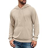 Auxo Mens Hoodies Pullover Corduroy Drawstring Long Sleeve Casual Lightweight Hooded Sweatshirt with Kanga Pocket