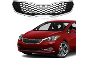 Kspeed Front Bumper Upper Grille Assembly Chrome Fit 2014 2015 2016 for Kia Forte Chrome Honeycomb Air Intake Guard Grill Replacement Kit