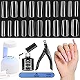 Beetles Gel Nail Kit Easy Extension Set, 240 PCS Long Square Gel Nail Tips Full Cover With 5 In 1 Nail Glue Base Gel and Innovative Uv Led Lamp Easy DIY Gift for Women