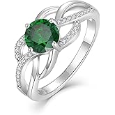 YL Celtic Knot Rings 925 Sterling Silver Twisted Ring Cubic Zirconia Infinity Statement Jewelry for Women