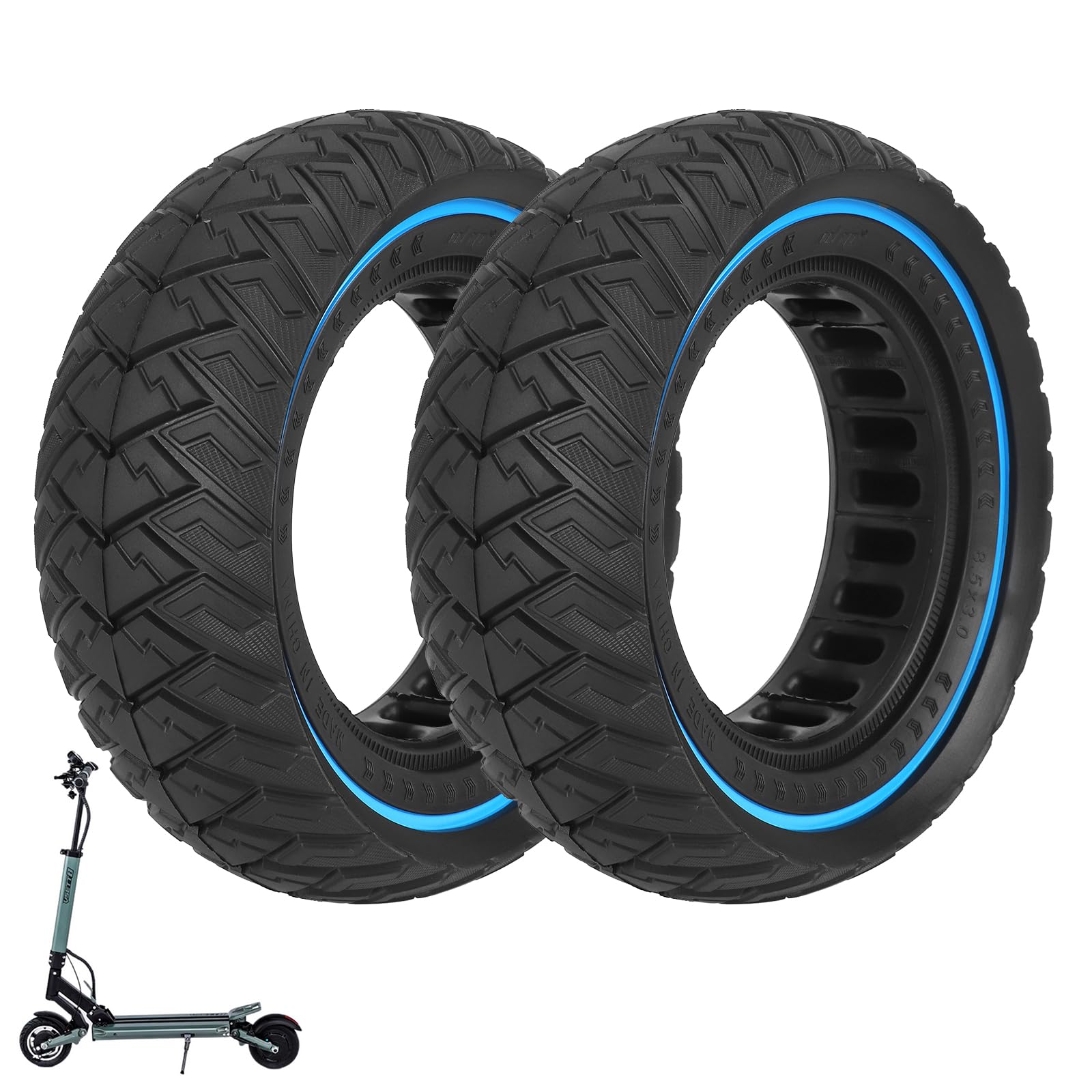 ulip 8.5x3 Solid Scooter Tire for Front Rear Wheels Replacement for Zero 8 Zero 9 VSETT 8 VSETT 9 PRO Kugoo X1 Kugoo Kirin G2 Pro Scooters 8 1/2X3.0 Off-Road Solid tire(2PCS)