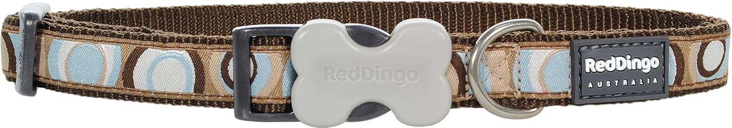 Red Dingo Bucklebone Dog Collar Design, Circadelic Brown, Small 15mm