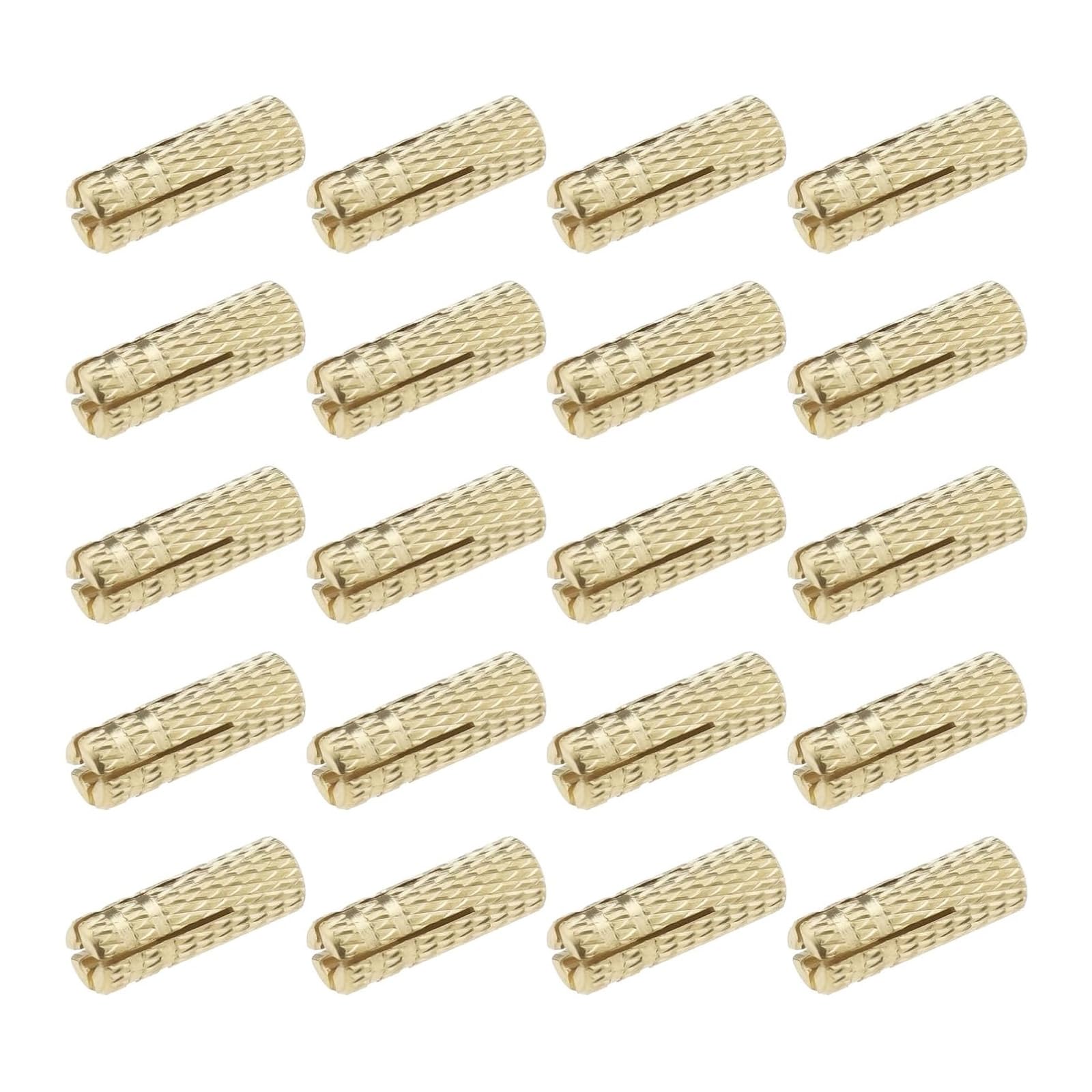 TRHDFW 20PCS M4 Drop in Anchors Brass Wall Anchor Expansion Bolt Sleeve Brass Plug Fastener Hardware for Anchoring into Concrete Solid Bricks