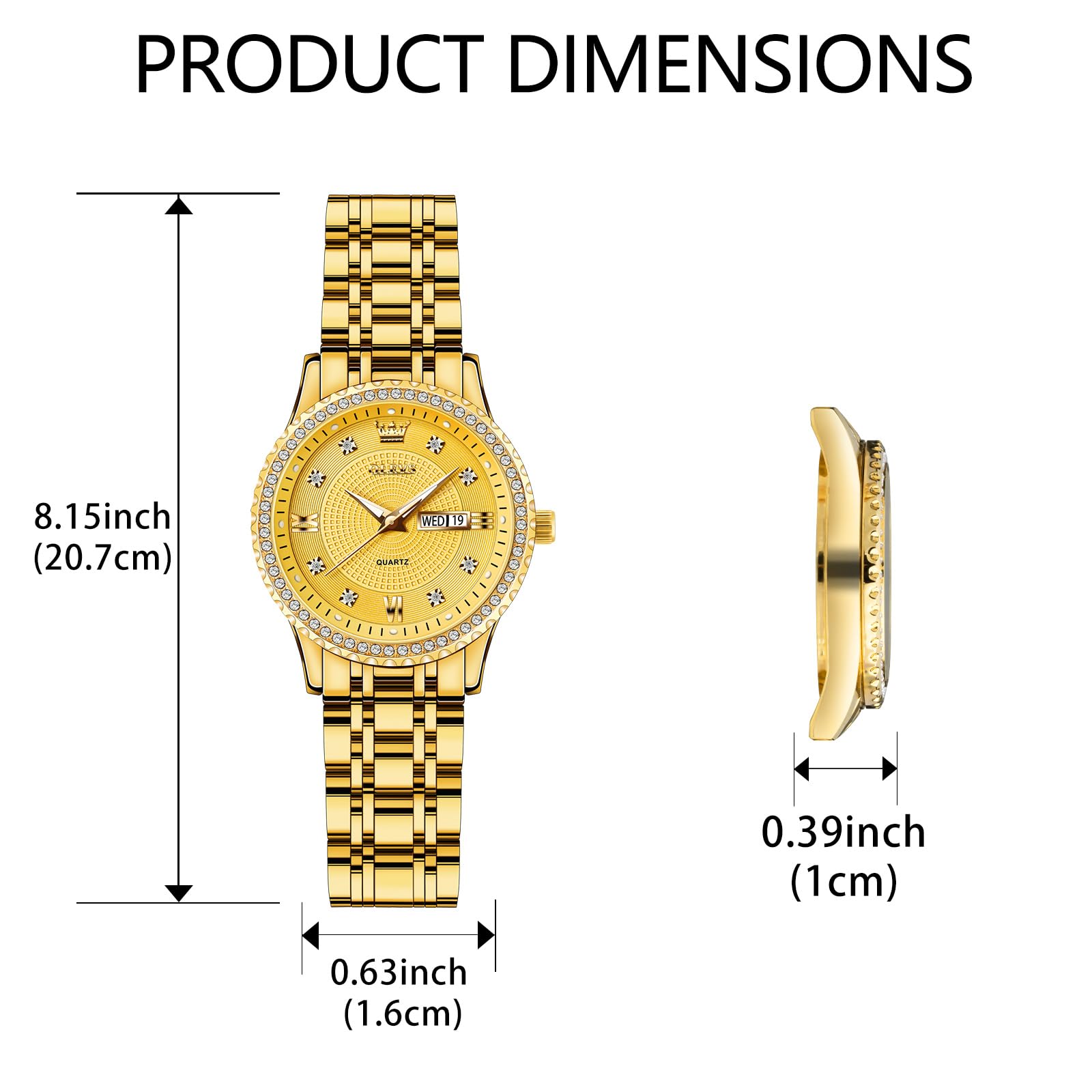 OLEVS Womens Watches Small Face Ladies Watches for Women with Day Date Diamond Silver Gold Two Tone Stainless Steel Waterproof Analog Reloj para Mujer Classic Fashion Dress Quartz Womens Wrist Watch