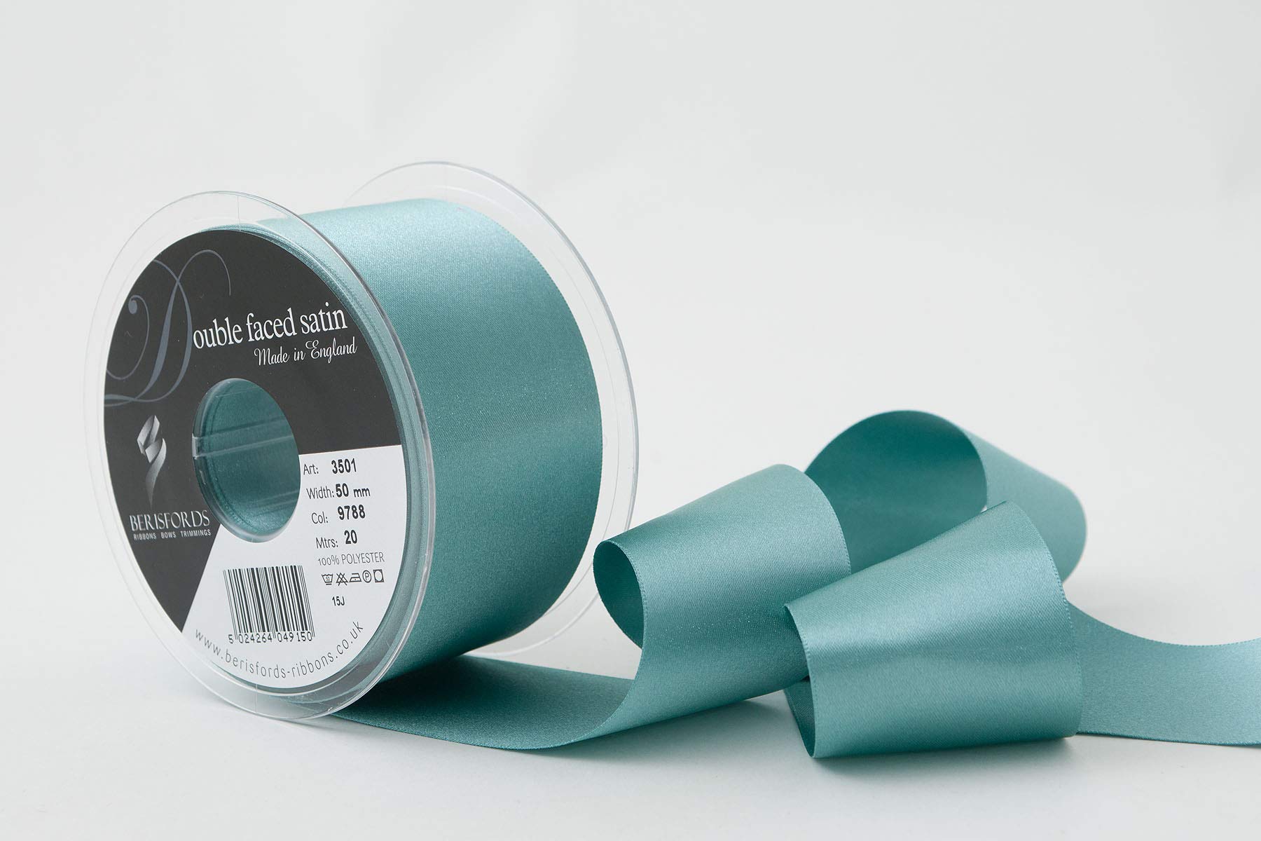 Berisfords Double FACE Poly Satin Ribbon, Petrol, 50 mm