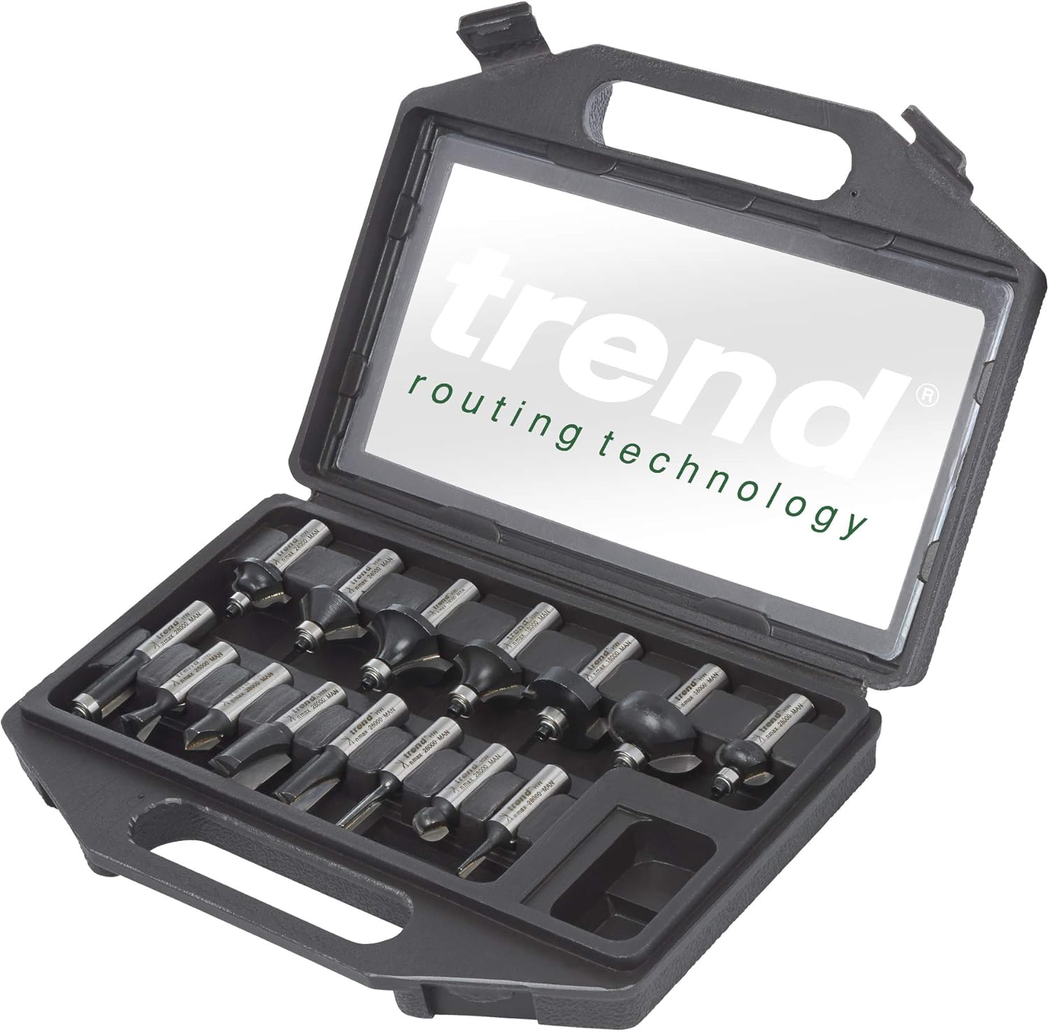 Trend 15 Piece Router Cutter Starter Set, 1/2 Inch Shank, Tungsten Carbide Tipped, Storage Case Included, SET/SS9X1/2TC