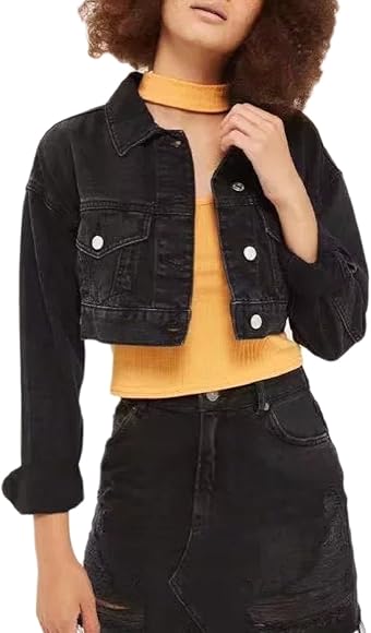 black short sleeve jean jacket