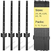 Toriexon Fence Posts 3 FT, Pack of 10 Black Heavy Duty U Posts | No Dig T Posts for Fences Wire Mesh, Perfect for Temporary Fencing, Electric Fence Wire, Corner Anchor