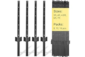 Toriexon Fence Posts 3 Feet - 16 Pack, Heavy Duty Metal Fence Post, No Dig U Post for Farm, Garden, Orchard and Outdoor Wire Fencing (Black)