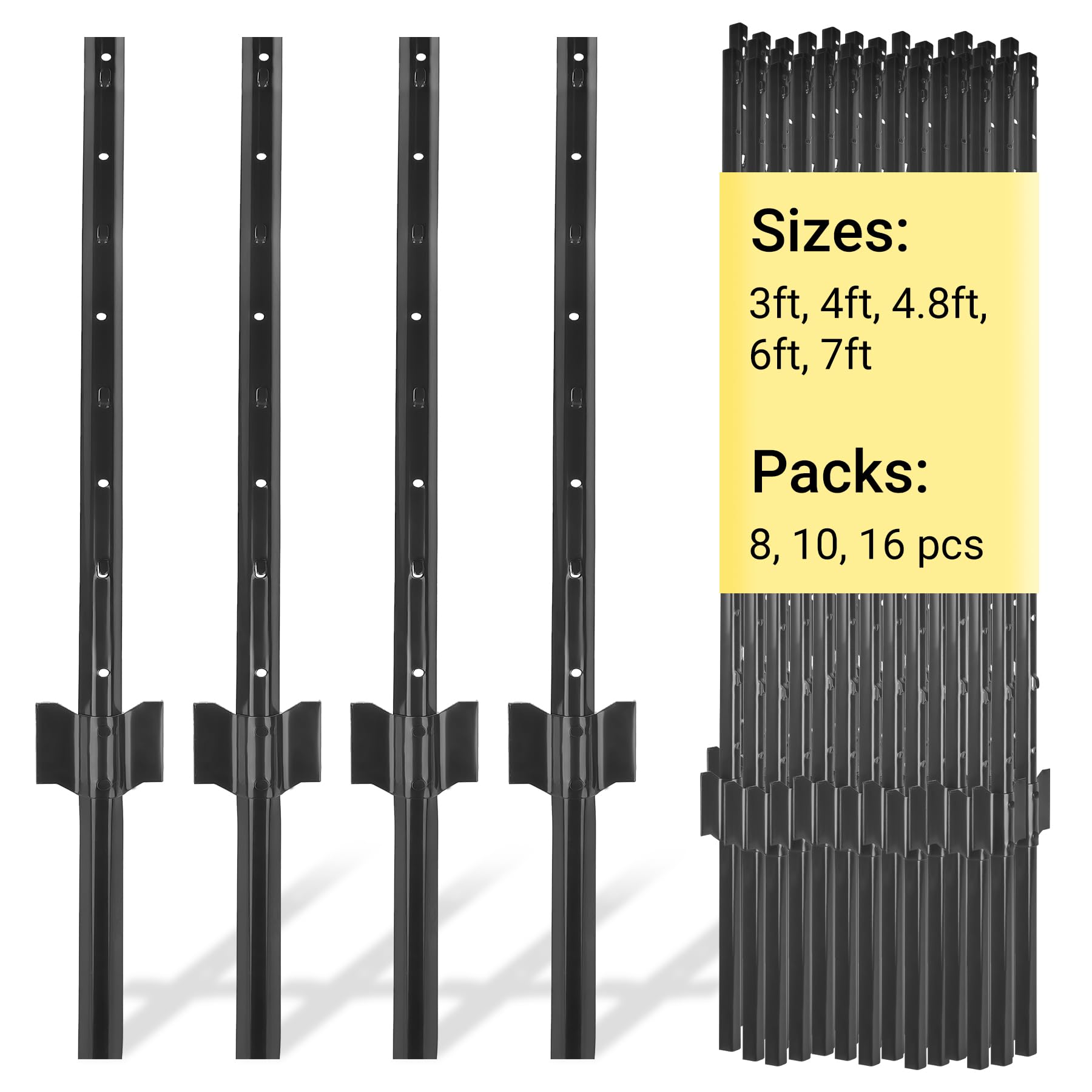 Photo 1 of **SCRAPES**Toriexon Fence Posts 4 Feet - 16 Pack, Heavy Duty Metal Fence Post, No Dig U Post for Farm, Garden, Orchard and Outdoor Wire Fencing (Black)
