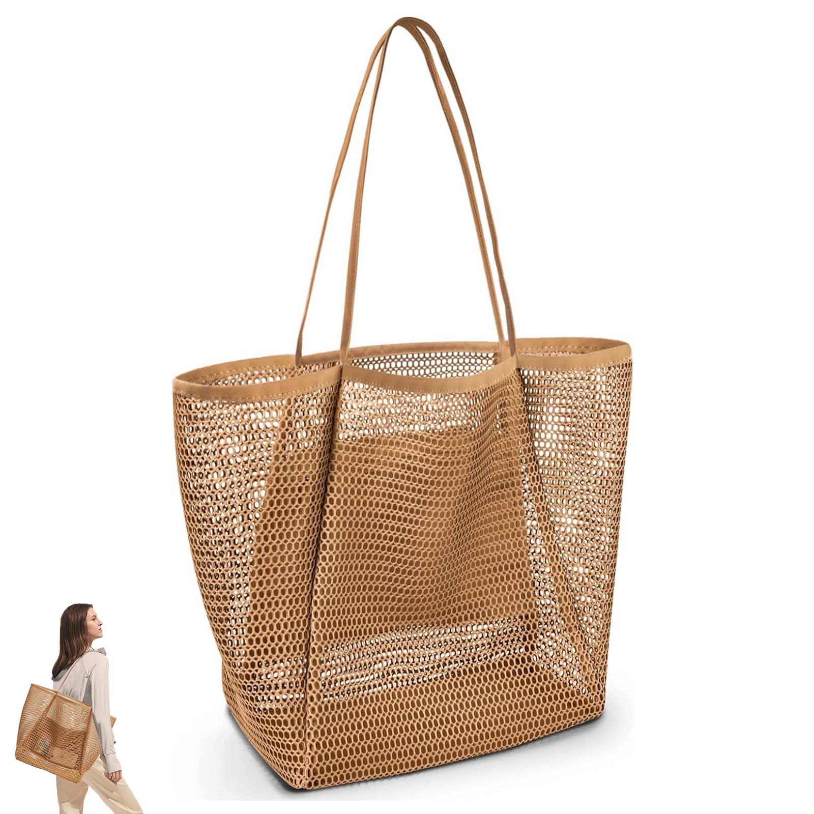Eowppue Large Woven Tote Bag Handcrafted Straw Shoulder Bag - The Ultimate Shopping Companion for Picnics, Travel, and Grocery Runs Keep Your Drinks Cool and Your Essentials Neatly Stored